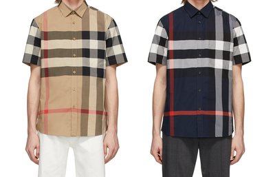 [全新真品代購] BURBERRY 經典款 大型格紋 短袖 襯衫 (棕色 / 藍色)