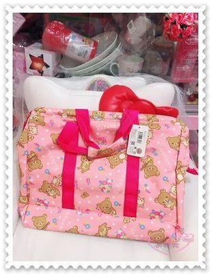 ♥小公主日本精品♥《RILAKKUMA》拉拉熊 旅行袋 旅行包 手提袋 手提包 肩背包 粉色 42006909