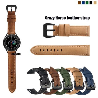 黑色帶扣 Crazy Horse 真皮錶帶, 適用於 Samsung Galaxy Watch4 Gear Sport