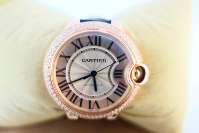[吉宏精品交流中心]CARTIER 卡地亞 3003 藍氣球 36mm 玫瑰金 原鑲雙排鑽 自動機械 皮帶 女錶