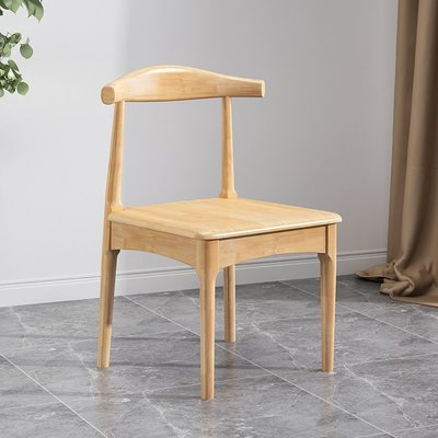 熱賣 實木餐椅家用北歐書桌椅休閑簡約學習辦公靠背椅凳餐桌椅子牛角椅實木椅子