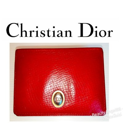 真品新 迪奧 Christian Dior 真皮製CD多功能證件夾 票卡夾紅色錢包短皮夾368 一元起標 有LV發財長夾
