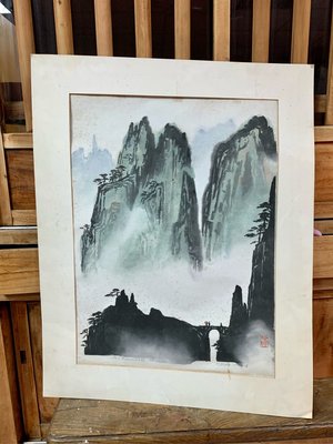 【阿鴻之寶】中國名家張鼓峰 雨後黃山 版畫作品