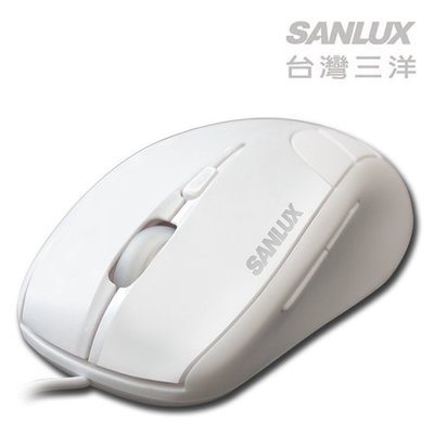 【捷修電腦。士林】 SANLUX台灣三洋六鍵式有線光學滑鼠 白色