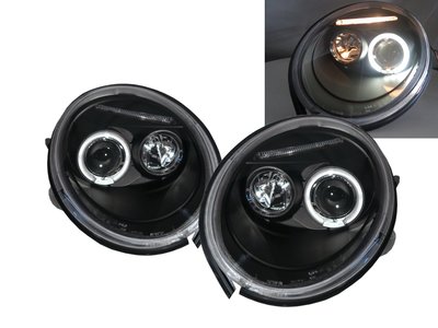 卡嗶車燈 VW 福斯 Beetle NEW TURBO S 95-05 兩門車 LED魚眼 大燈 黑色
