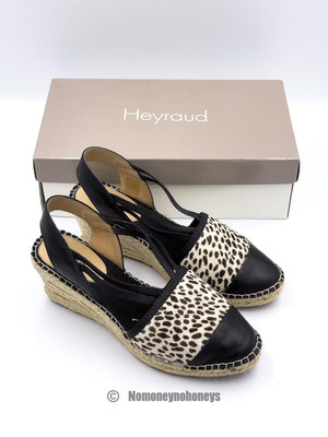【二手】法國 Heyraud 豹紋皮革高跟鞋 女鞋 Size 40
