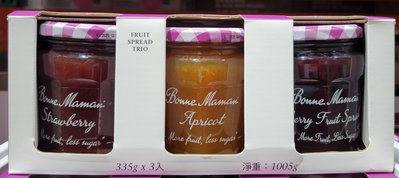 【小如的店】COSTCO好市多代購~Bonne Maman 綜合果醬組-草莓.櫻桃.杏桃(335g*3入)玻璃瓶 143452