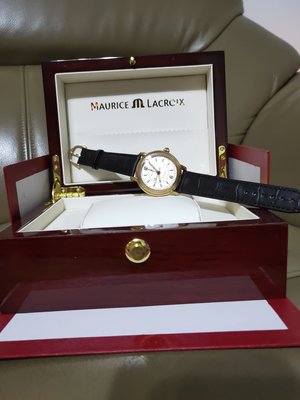 Maurice Lacroix 艾美整顆18K金錶殼製 原廠全新錶帶含18K金字扣 五針 (寶島保養)