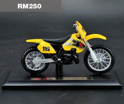 【Maisto精品車模】Suzuki RM250 黃色 鈴木摩托車 越野機車模型 尺寸1/18