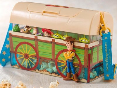 日本迪士尼海洋限定 玩具總動員 胡迪馬車玩具箱爆米花桶