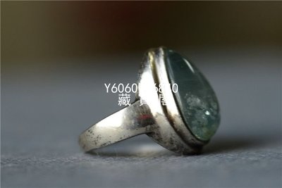 藏寶閣（古玩玉石）vintage回流歐洲925純銀鑲嵌天然海藍寶水晶銀戒指回流古董首飾 Cyqx965