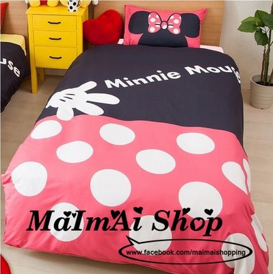【MAIMAI SHOP♥】日韓精品 =【JPK2A09】日本代購Disney迪士尼米妮水玉點點單人床包床單三件套