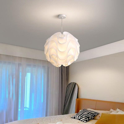 創意個性藝術白色波浪球圓形吊燈北歐現代簡約餐廳店面臥室房間燈