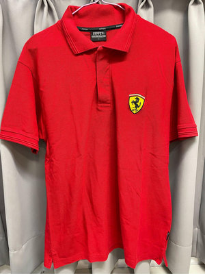 Ferrari法拉利 純綿素面網眼POLO衫100%棉（S ～紅～）