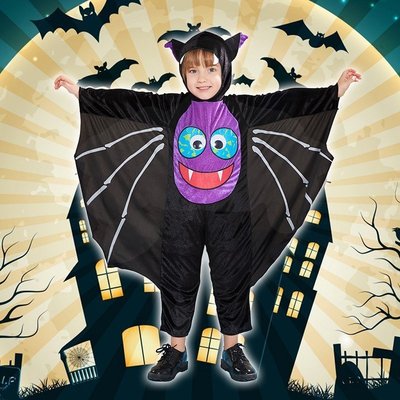 現貨熱銷-瘋狂派對萬聖節兒童吸血鬼蝙蝠造型服飾 可愛蝙蝠Cosplay童裝卡通動物蝙蝠連身服 寶寶變裝派對舞臺表演鬼屋遊
