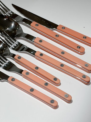 西餐餐具[YURUUI設計師]現貨!法國Sabre Paris粉色刀叉勺不銹鋼西餐餐具刀叉套裝