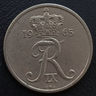 丹麥    1965年    弗雷德里克9世    10 ORE    鎳幣    1346