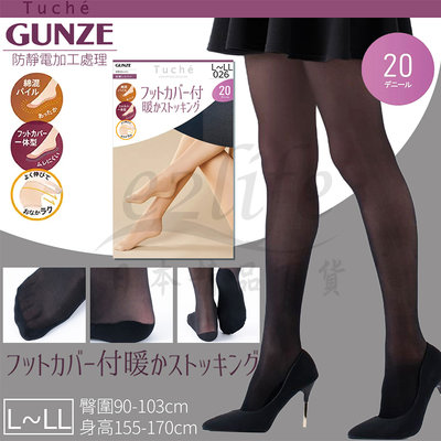 【e2life】日本製 Gunze Tuche 郡是 附襪套 保暖 保濕 20D絲襪 褲襪# TU233A