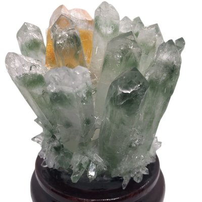 天然水晶簇綠幽靈共生體水晶簇擺件綠水晶擺間水晶簇原~特價