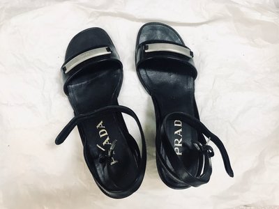 精品_PRADA_黑色 高跟鞋 涼鞋