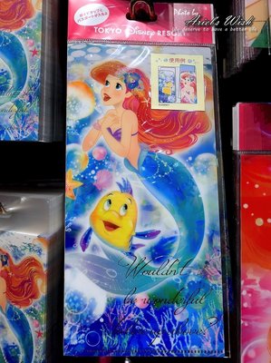 Ariel's Wish日本東京Disney迪士尼愛麗兒小美人魚Ariel水藍色夢幻海底泡泡資料夾檔案夾信件收納袋-現貨