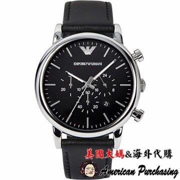 潮牌 EMPORIO ARMANI 亞曼尼手錶 AR1828 經典簡約三眼計時皮帶腕錶 手錶 腕錶 海外代購-雙喜生活