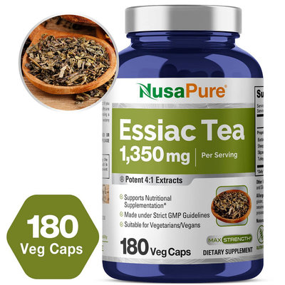 美國NusaPure Essiac Tea護士茶4合1草本1350毫克，180 粒膠囊100%素食,非轉基因和無麩質)