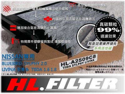 【PM2.5】HL NISSAN TIIDA 原廠 型 複合式 活性碳 冷氣濾網 空調濾網 台灣製造 兩片免運 非 3M