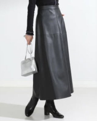 日本BEAMS 女裝環保皮革簡約個性中腰顯瘦A字長裙