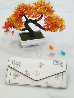 （Outlet特惠）COACH 69842 新款女士花朵塗鴉拉鏈長夾 手拿包 附購買證明