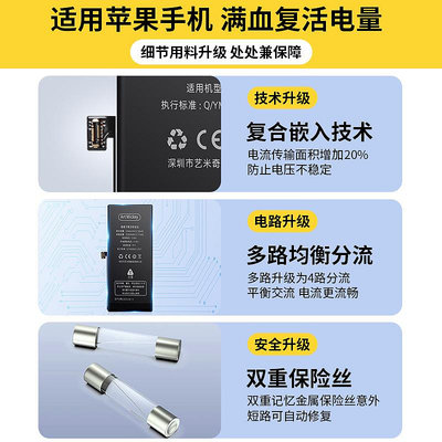 手機電池藝米奇適用蘋果x電池iPhone11手機電池超大容量12p正品12/11pro/11promax/13pro/x