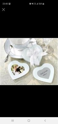 心型玻璃杯墊 、心形相框杯墊組(兩片裝)、婚禮小物、結婚禮物