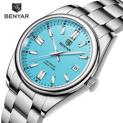 男士手錶 benyar賓雅跨境新品手錶男全自動機械錶時尚防水夜光鋼帶男錶5185