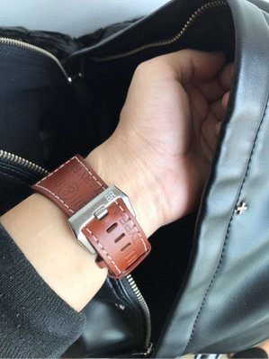 Suki~ 原版款 bell Ross 深棕色壓紋牛皮 錶帶24MM 有logo 方形錶都可用