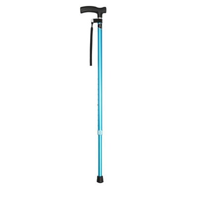 【台灣製造】頂級外銷 鋁合金 鋁製 十段式伸縮 單手拐 休閒手杖 拐杖 伸縮杖 登山杖 LUCY CA-201 藍色