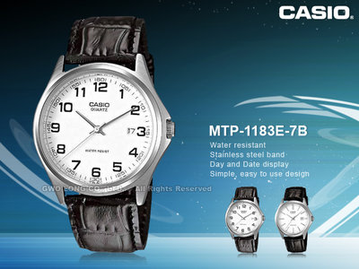 CASIO手錶專賣店 國隆 卡西歐 MTP-1183E-7B 帥氣型男錶 皮革紳士休閒款 開發票_保固