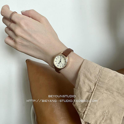 眾信優品 別樣韓國簡約復古時尚小錶盤ins學生皮帶休閒潮流石英手錶女A272YS3303