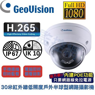 Geovision 奇偶 GV-TDR2704 200萬 30米紅外線 低照度 戶外半球型 網路攝影機 IPCAM