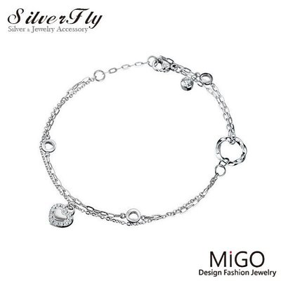 《 SilverFly銀火蟲銀飾 》【MiGO】甜心白鋼手/腳鍊-玫瑰金 || 愛心