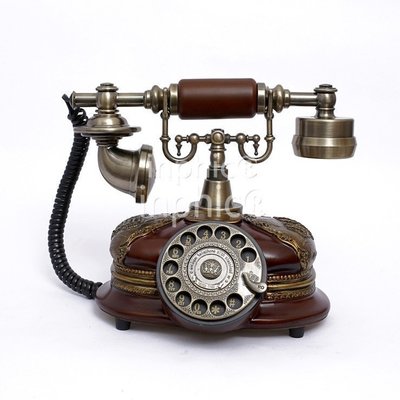 INPHIC-歐式仿舊有繩電話機 旋轉撥號復古老式古董座機電話