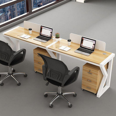 辦公桌員工工位單人雙人電腦桌辦公桌三人三連座辦公桌擋板屏風