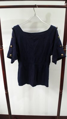 PROPORTION 寬版深藍色針織短袖上衣 尺寸S 二手衣
