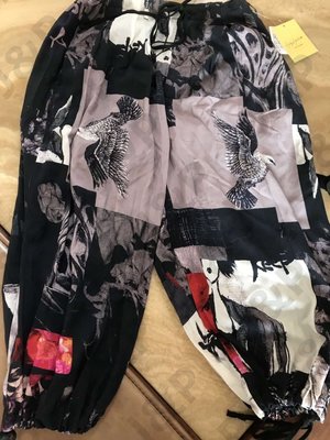 Yohji Yamamoto 19SS BLACK Scandal人造絲材料 鬆緊 系帶 印花圖案 休閒褲