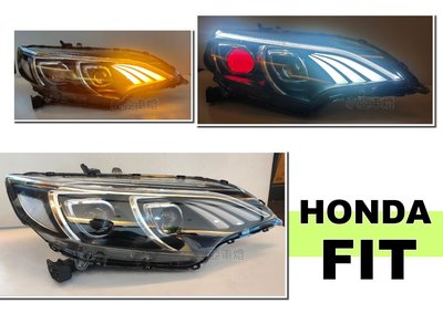 小亞車燈＊新 HONDA FIT 3代 3.5代 2014- 2020 跑馬方向燈 紅魚眼 大燈 頭燈