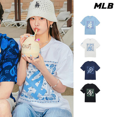 MLB 大Logo短袖T恤 變形蟲系列 道奇/洋基/巨人隊 (3ATSI0133-四色任選)