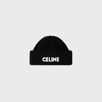 ［預購］Lins英國代購 CELINE LOGO 羅紋羊毛刺繡帽子 毛帽