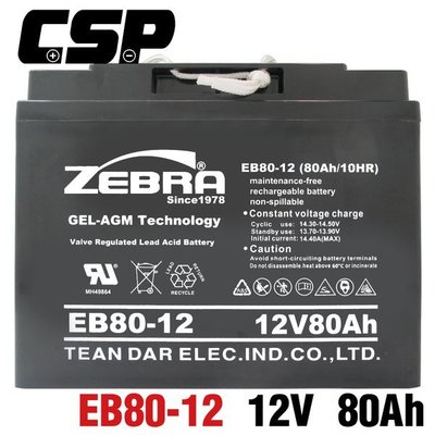 新莊【電池達人】ZEBRA EB80-12 REC80-12 電動車電池 代步車 KPH75-12N 12V80AH