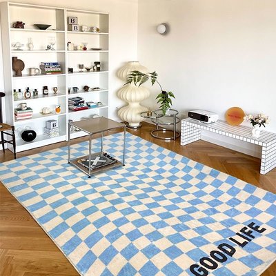 Homepro.北歐ins棋盤格地毯客廳沙發茶幾墊旋轉世界現代簡約ins風臥室床邊毯 北歐 現代