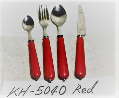 €小歐坊~歐風彩色塑柄不銹鋼食器/餐具組KH-5040亮紅色$28 ~ 35/@支 歐美風牛排刀叉勺/餐具系列/餐廚用品