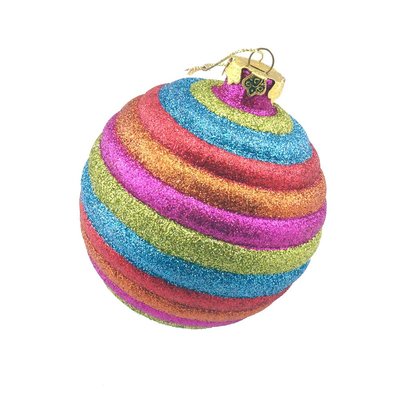 聖誕裝飾圓球耶誕節佈置 100mm金蔥五彩球(6入/組)